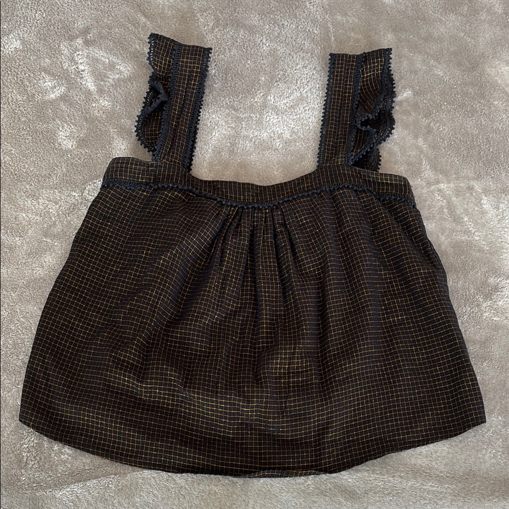 Sézane Black and Gold Tank Top Camisole Sz 36 US 4